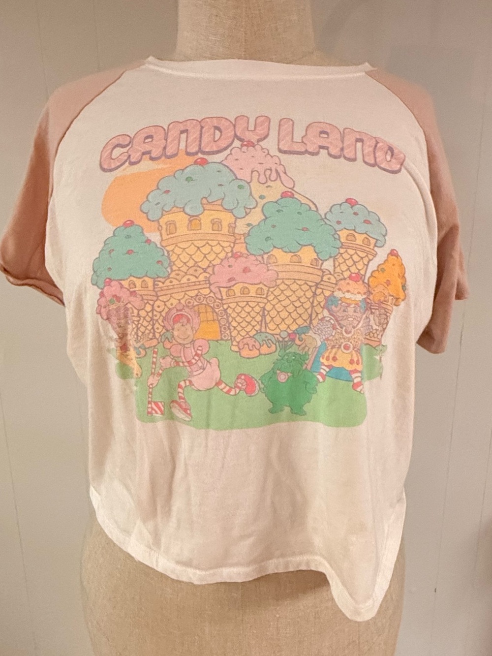 Hybrid Apparel Candy Land Raglan Tee - Pink & White